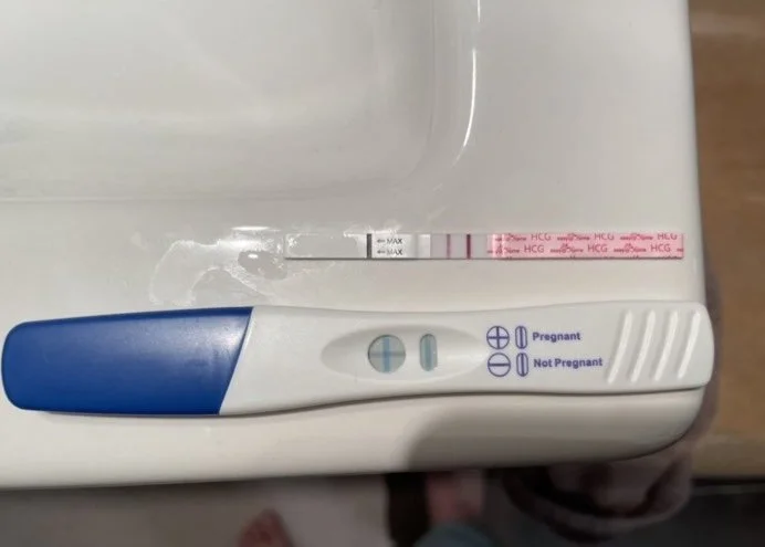  The photo Lily sent me as soon as she got her positive test!  